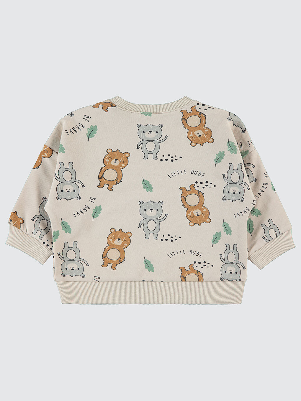 Civil Bej Baby Erkek Bebek Ayıcık Desenli Sweatshirt 6-18 Ay Fil Dişi - 1