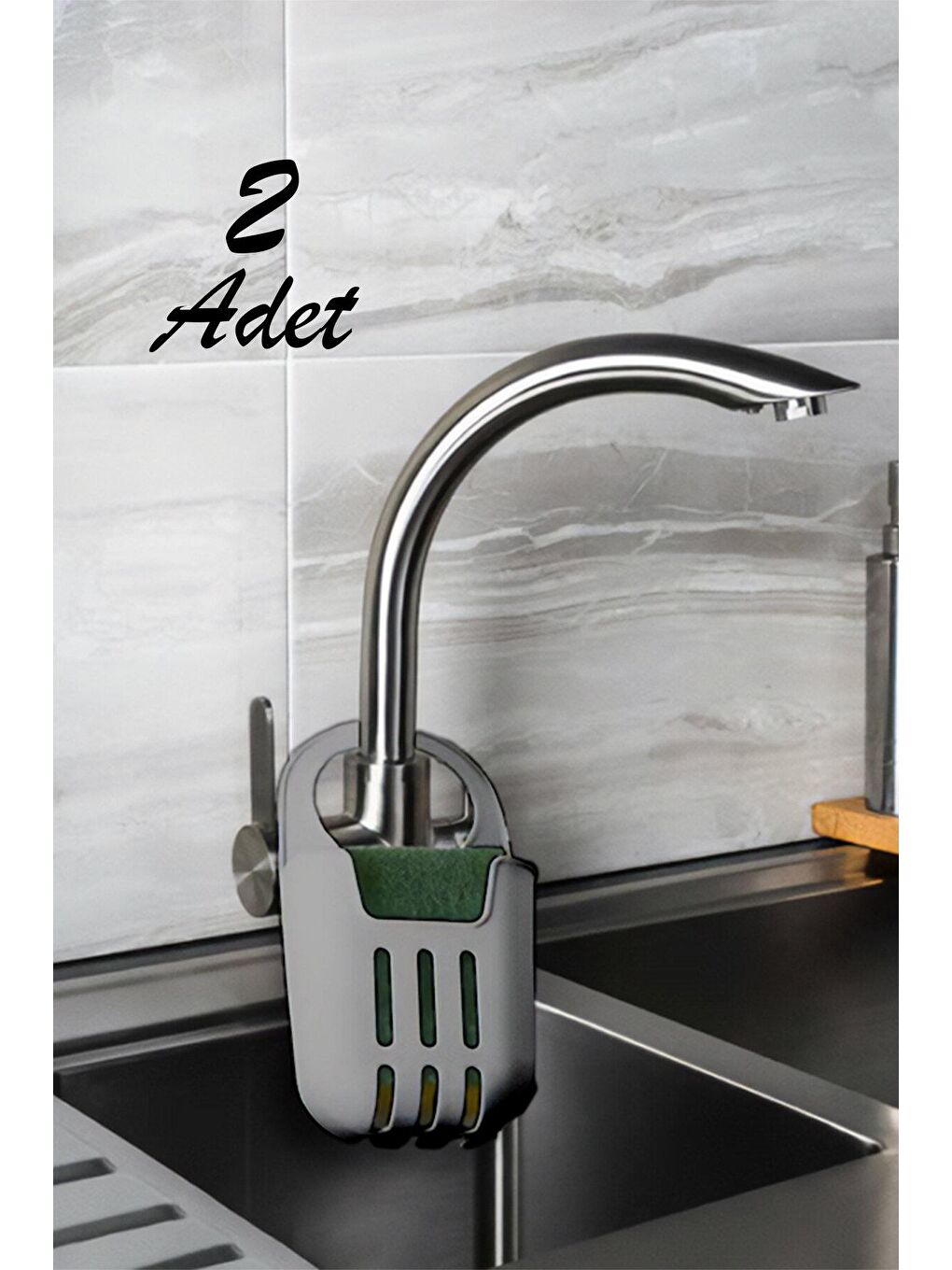 Antrasit Org-319 2 li Pratik Askılı Silikon Bulaşık Süngerlik Düzenleyici - Bulaşık Süngeri - Antrasi