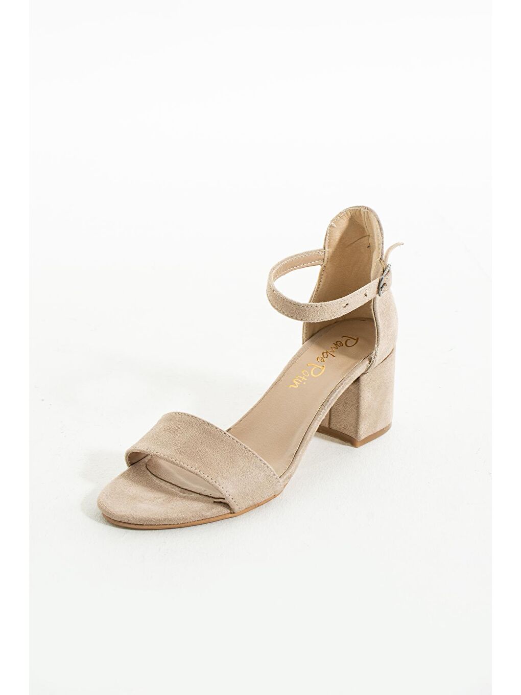 Bej Tek Bant Kısa Topuklu Tokalı Kadın Ayakkabı 001-190-21-4