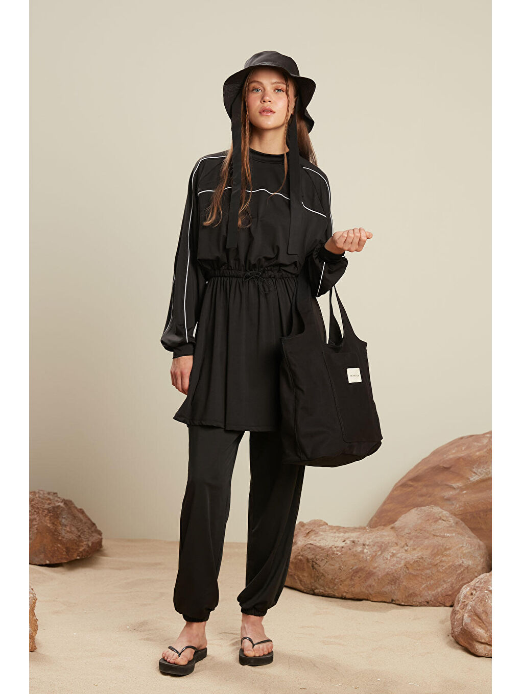 Jogger Tesettür Mayo Pantolon Siyah-2