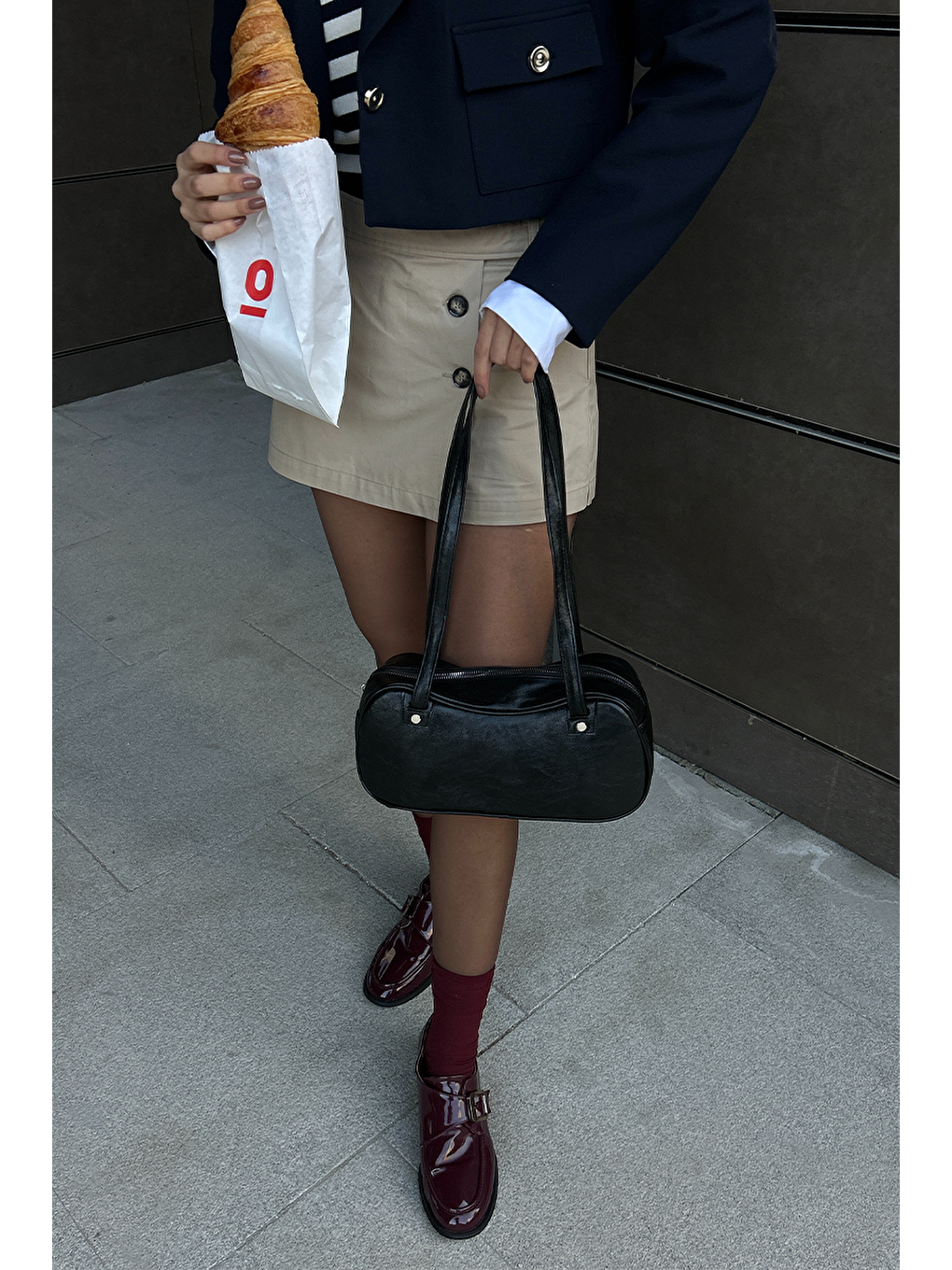 Baguet Vintage Baget Çanta Siyah-6