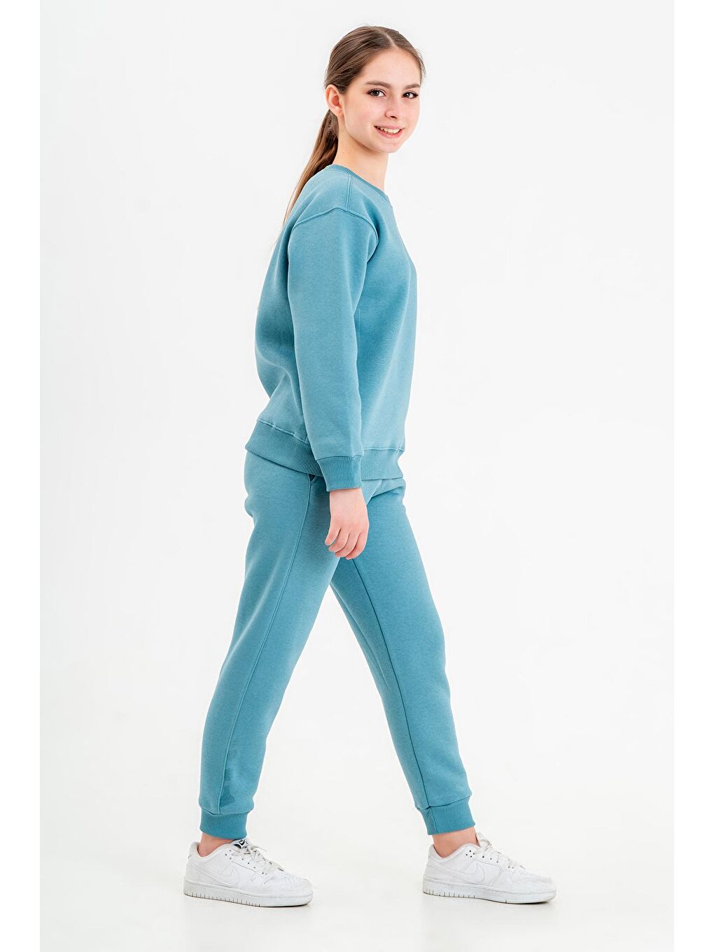 Mavi Bisiklet Yaka Üç İplilk Kalın Kumaştan Unisex Çocuk Eşofman Takım