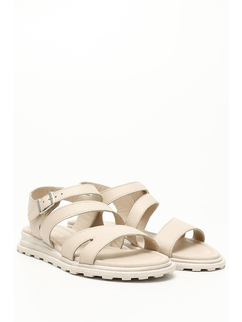 Bej BEJ  Hakiki Deri Dolgu Taban Kadın Sandalet 45271-1