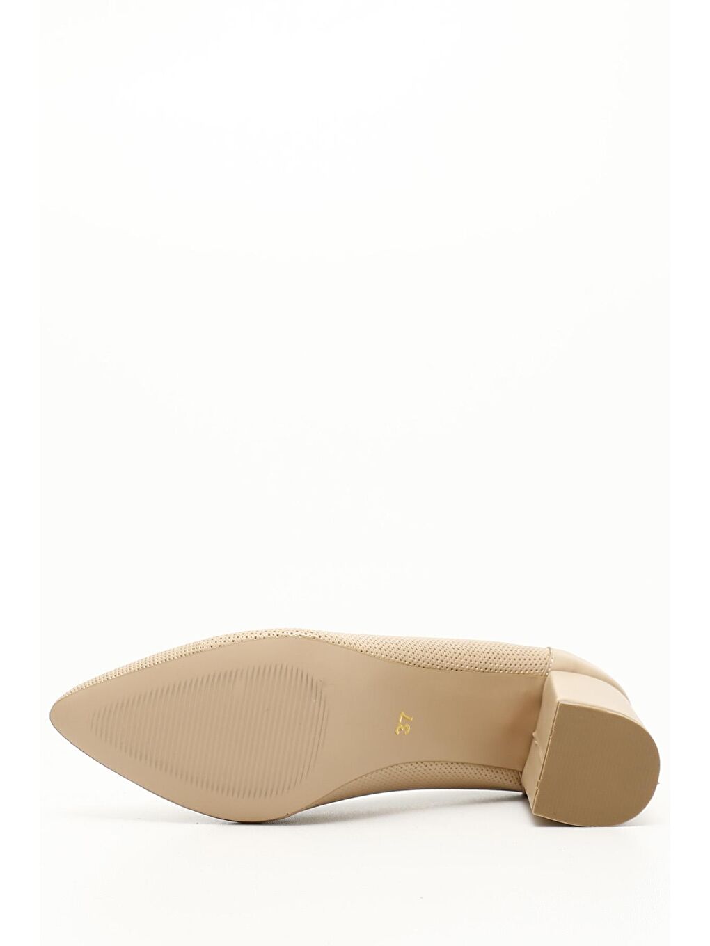 Bej NUDE  Sivri Burun Orta Kalın Topuklu Kadın Ayakkabı 38308-3