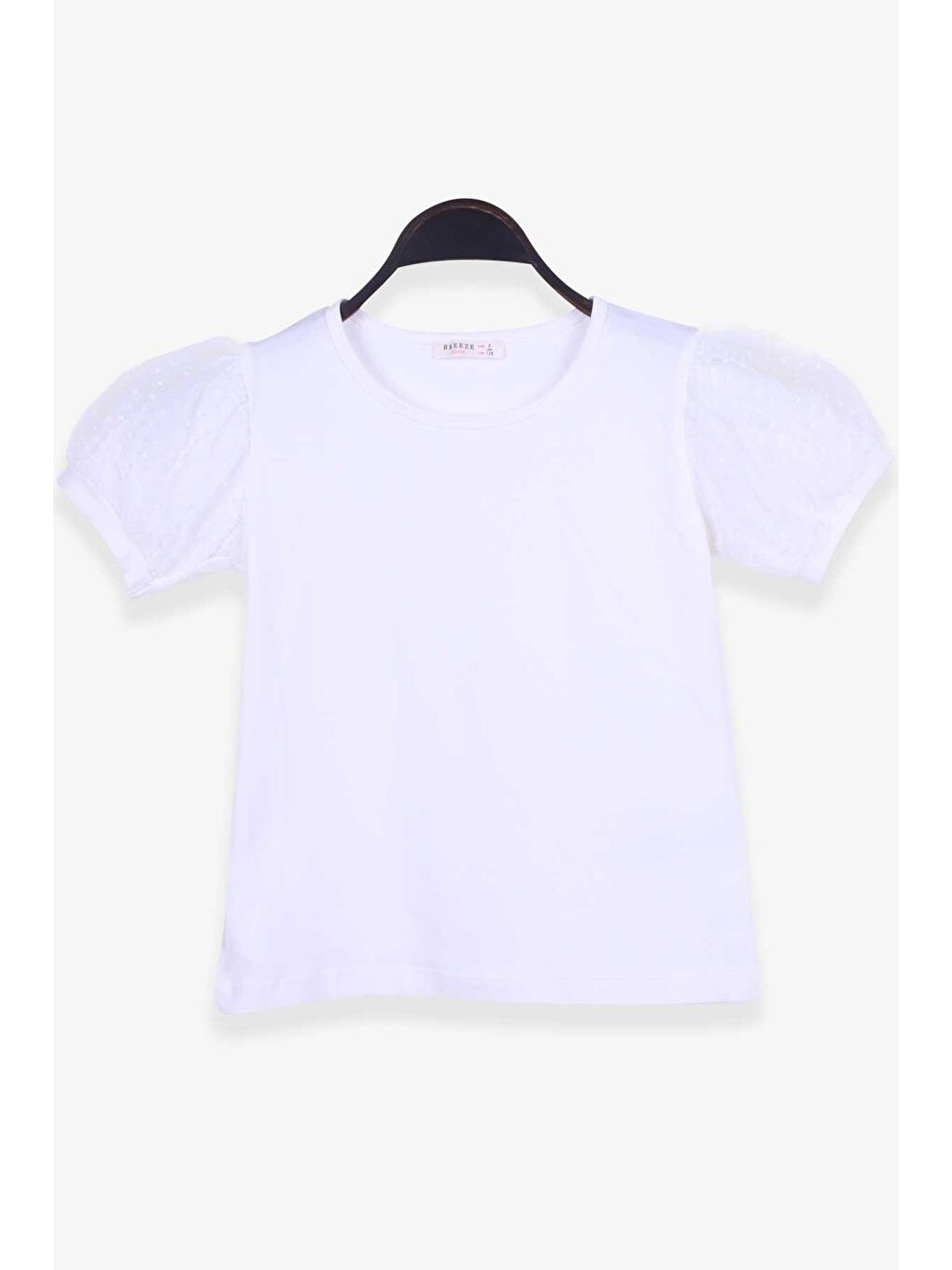 Kız Çocuk Tişört Kolları Tüllü Ekru (9-12 Yaş)-1