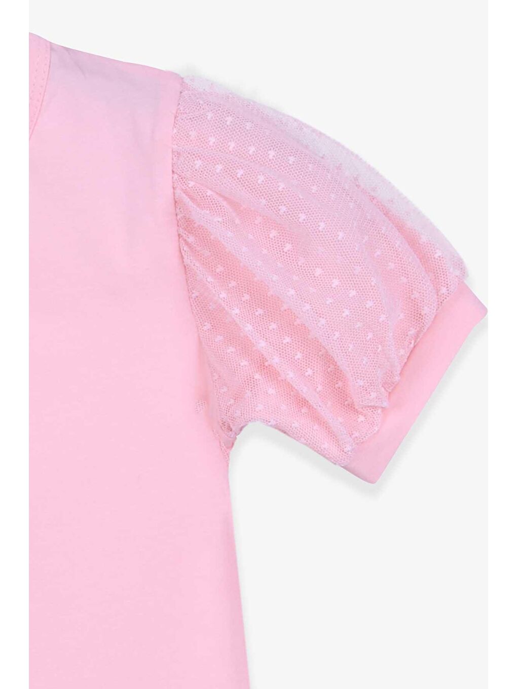 Pembe Kız Çocuk Tişört Kolları Tüllü Somon (8-12 Yaş)-2