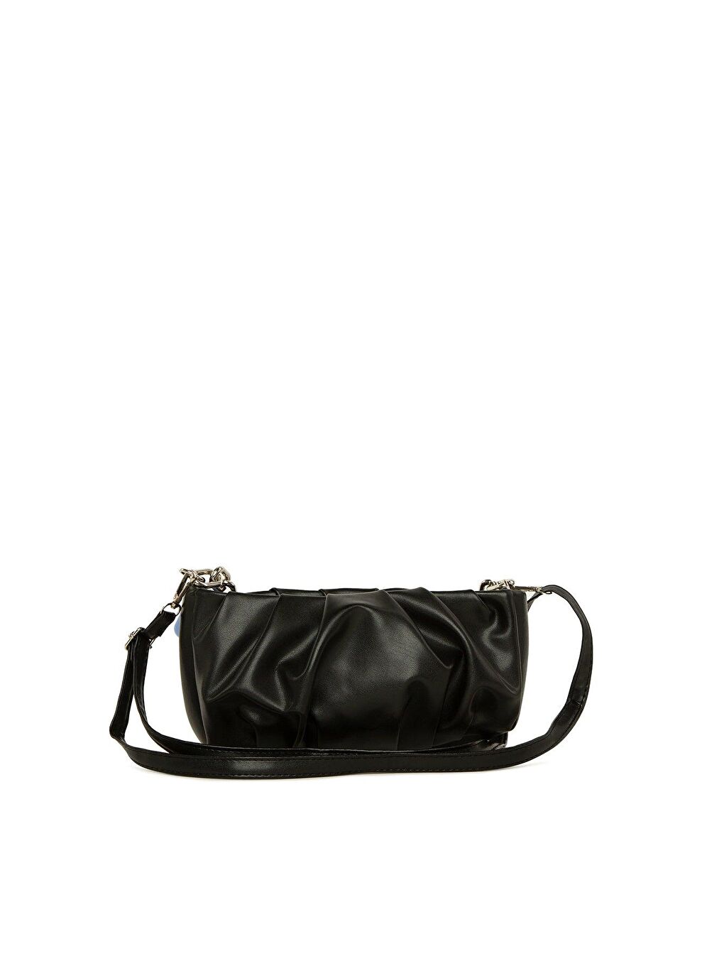 Siyah Gümüş Zincirli Pilili Mini Çanta-2