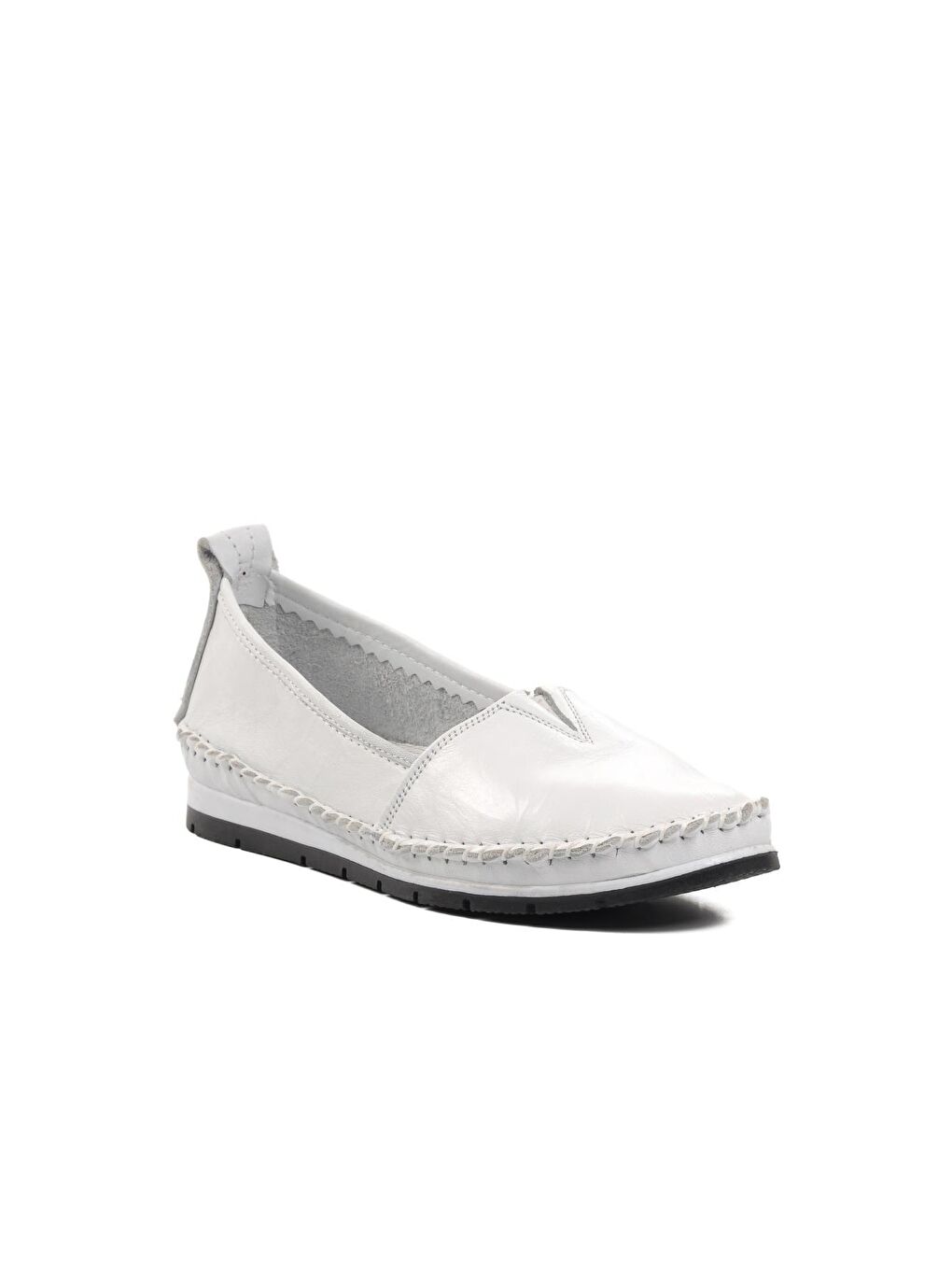 Kadın Beyaz Hakiki Deri Babet Ayakkabı 63-2