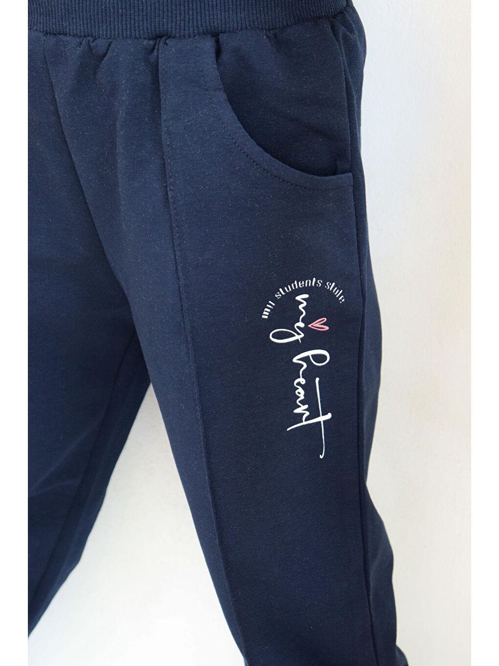 Kız Çocuk Eşofman Altı Çima Dikiş Detaylı Cepli Lacivert (3-7 Yaş)-3