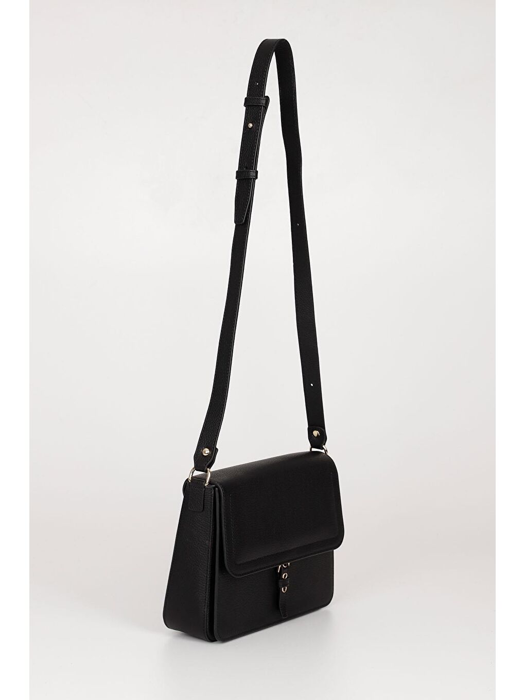 Siyah Platinum Hakiki Deri Orta Boy Kadın Omuz Çantası Q8254-1