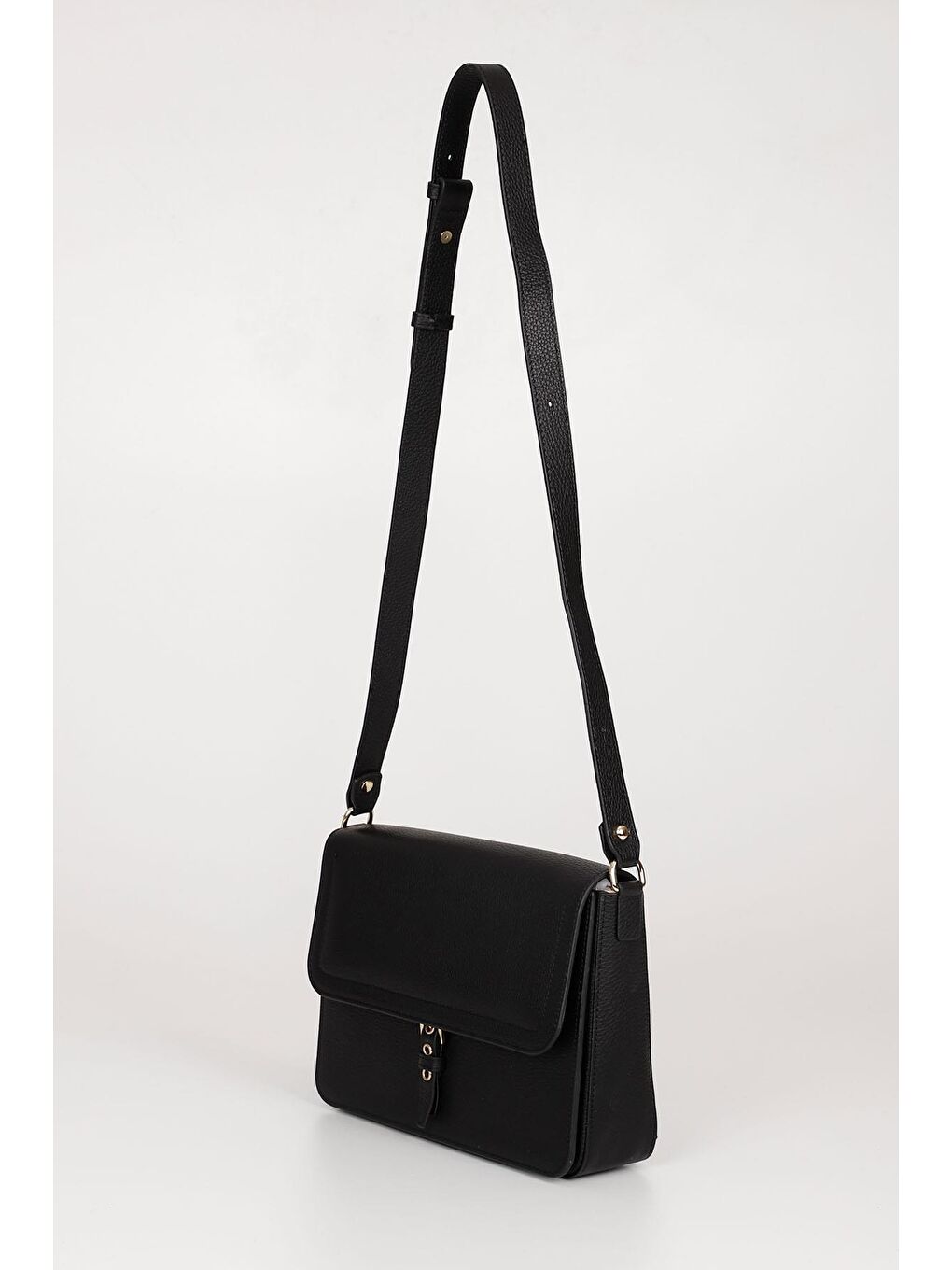 Siyah Platinum Hakiki Deri Orta Boy Kadın Omuz Çantası Q8254-2