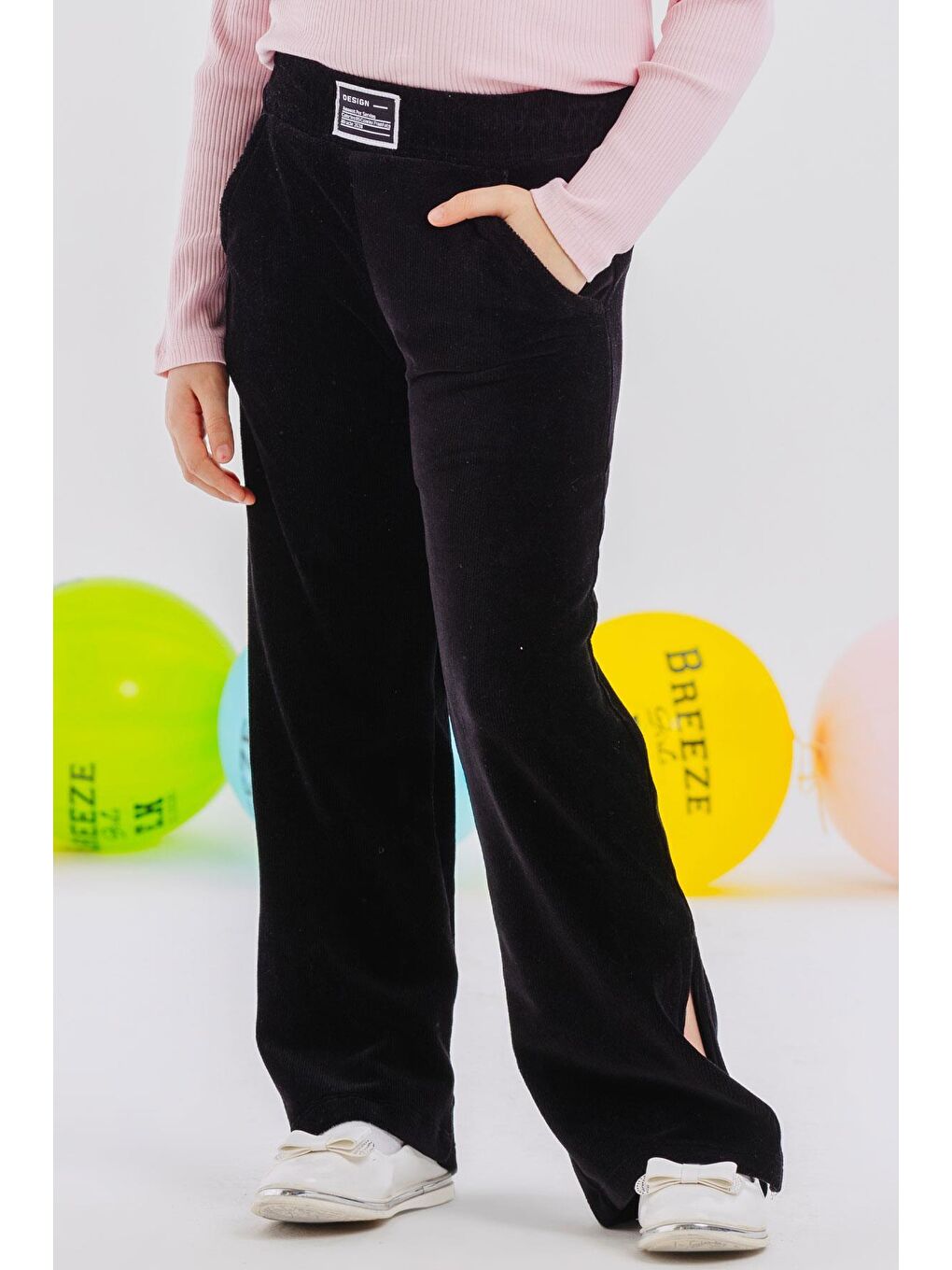 Kız Çocuk Eşofman Altı Paçası Yırtmaçlı Siyah (8-9 Yaş)-1