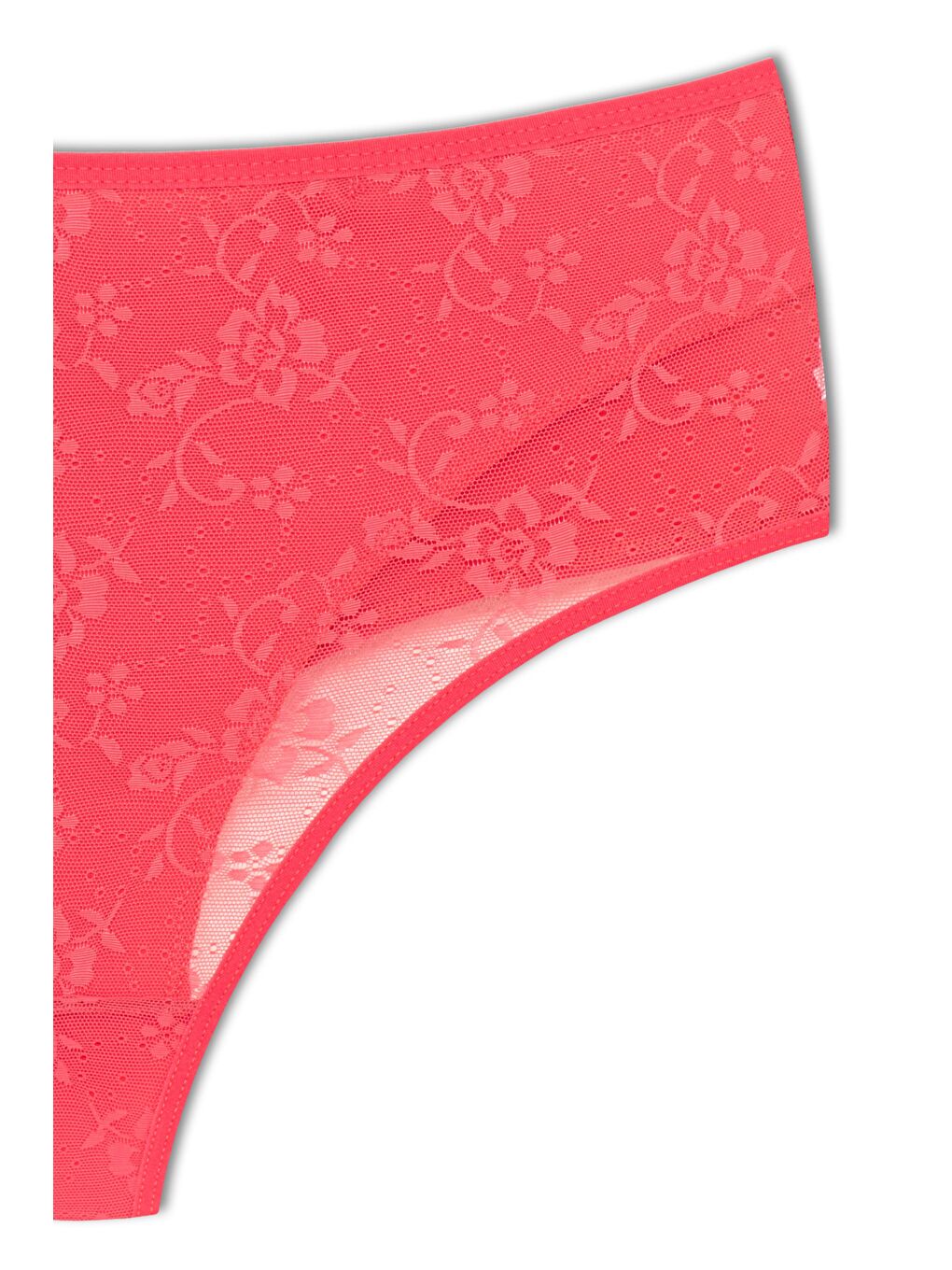 Kırmızı Pamuklu Önü Çift Kat Lez Dantel Yüksek Bel Tanga Kadın Külot-2