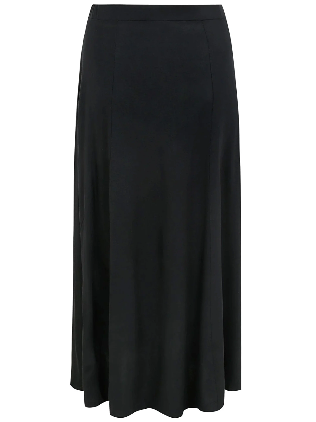 Siyah Büyük Beden Beli Lastikli Cep Detaylı Uzun Kesim Etek 160051-6