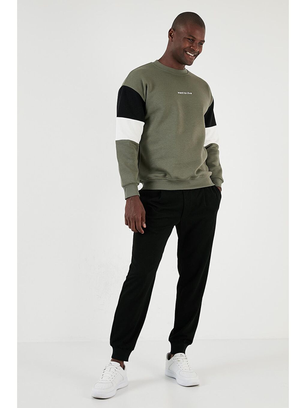 Buratti Haki Pamuklu Regular Fit Bisiklet Yaka Erkek Sweatshirt 5905298Y - 3