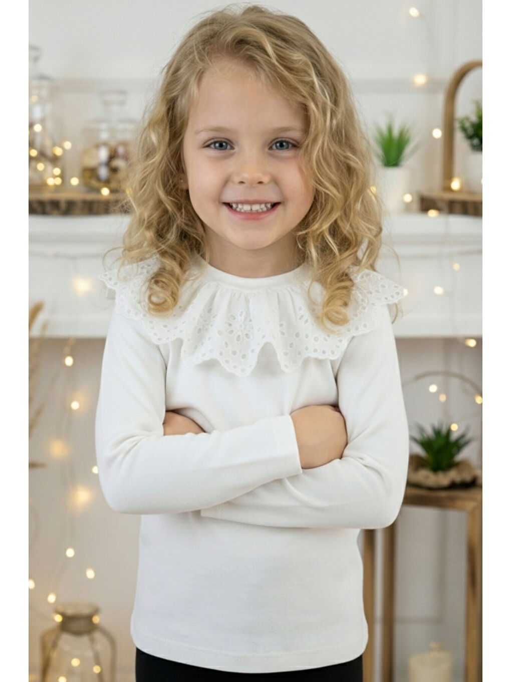 Ekru Kız Çocuk Fisto Detaylı Body Bluz-2