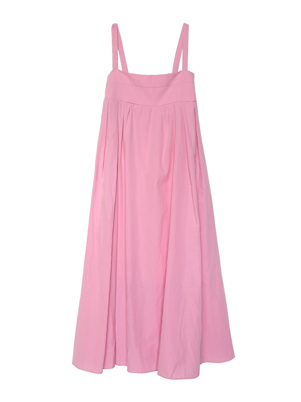 Pembe Askılı Uzun Elbise Pudra-1