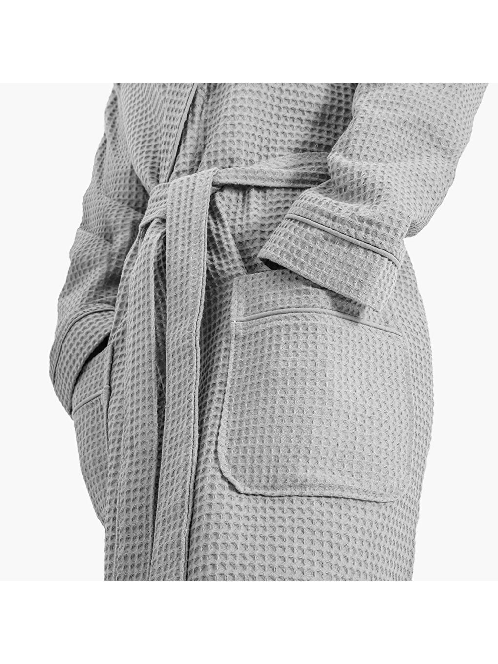 Afra Kadın Pike Bornoz %100 Pamuk Gri-2