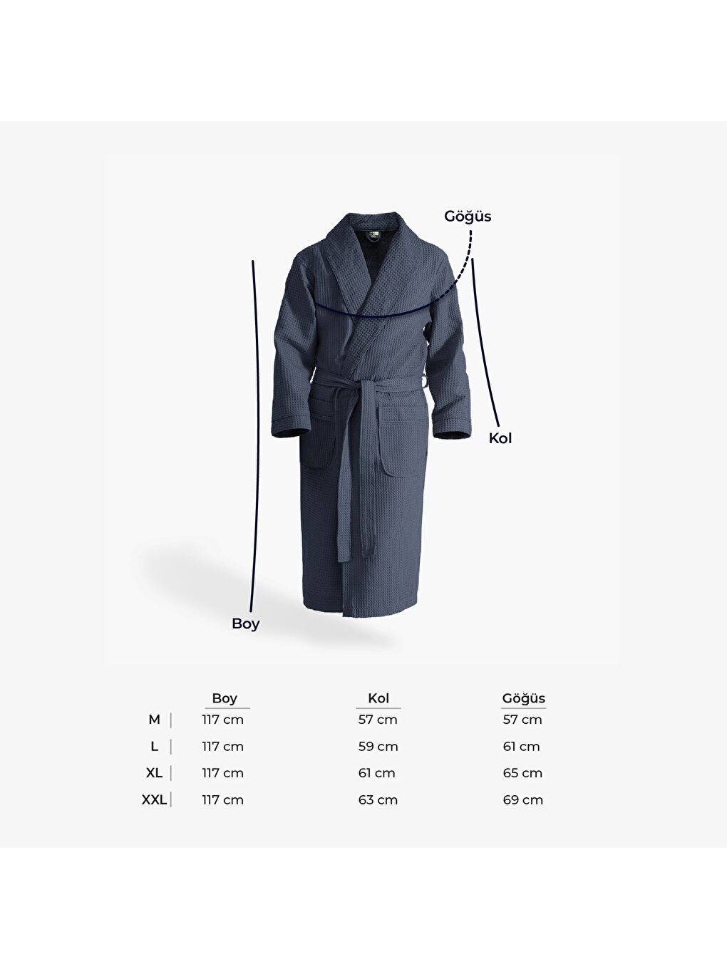 Afra Erkek Pike Bornoz %100 Pamuk Lacivert-3