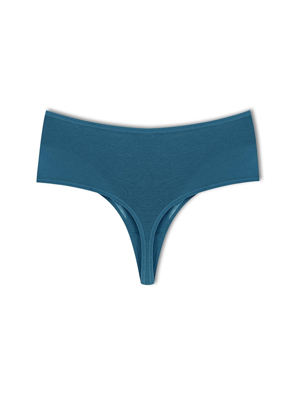 Petrol Pamuklu Önü Çift Kat Lez Dantel Yüksek Bel Tanga Kadın Külot-1