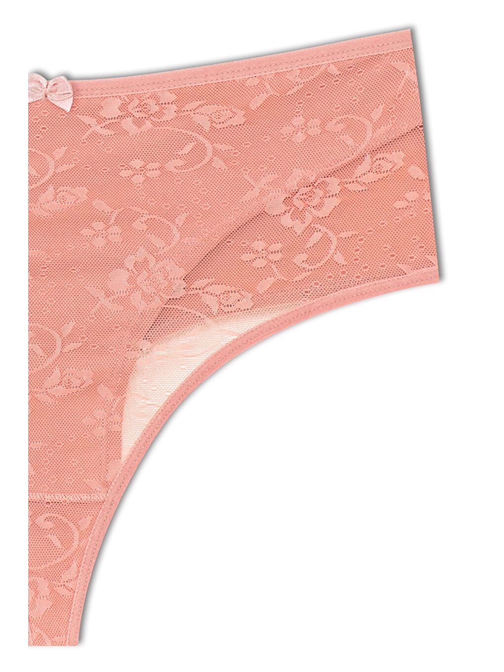 Bej Pamuklu Önü Çift Kat Lez Dantel Yüksek Bel Tanga Kadın Külot 3'Lü-7