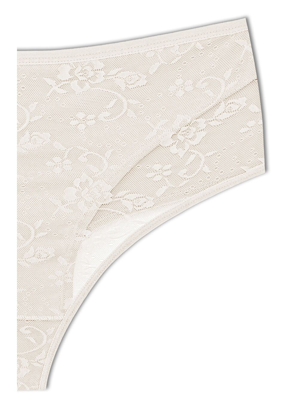 Bej Pamuklu Önü Çift Kat Lez Dantel Yüksek Bel Tanga Kadın Külot 3'Lü-8