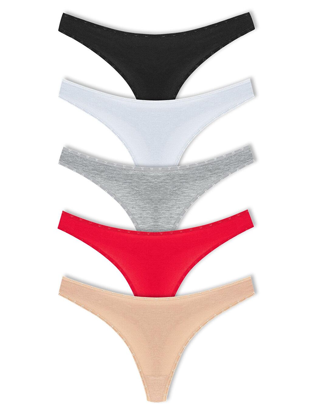 Karışık Pamuklu Kalpli Lastik Basic Tanga Kadın Külot 5'li