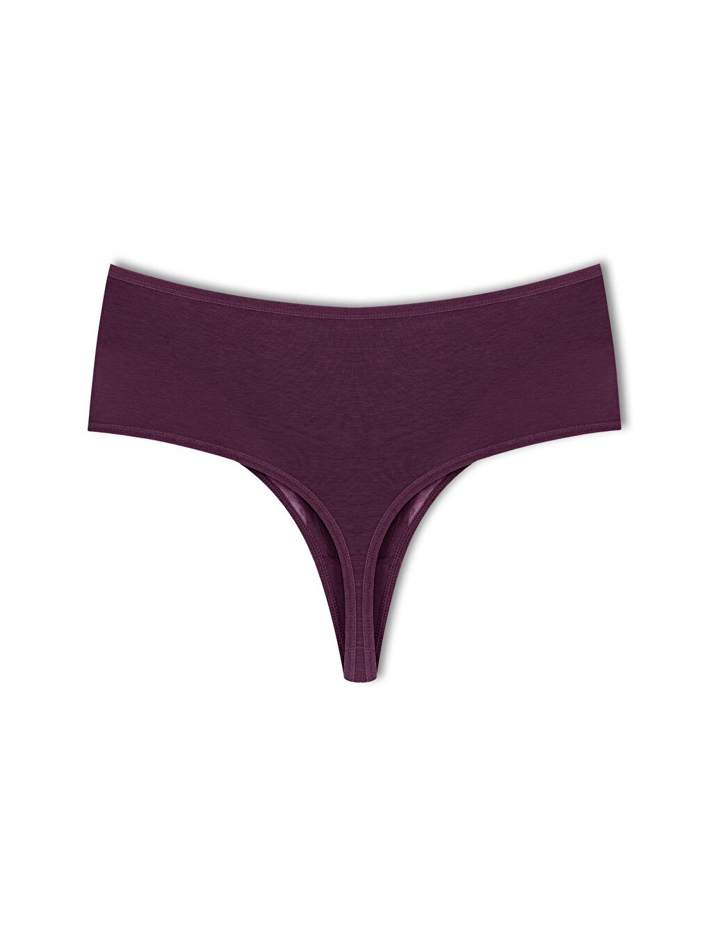 Mor Pamuklu Önü Çift Kat Lez Dantel Yüksek Bel Tanga Kadın Külot-1