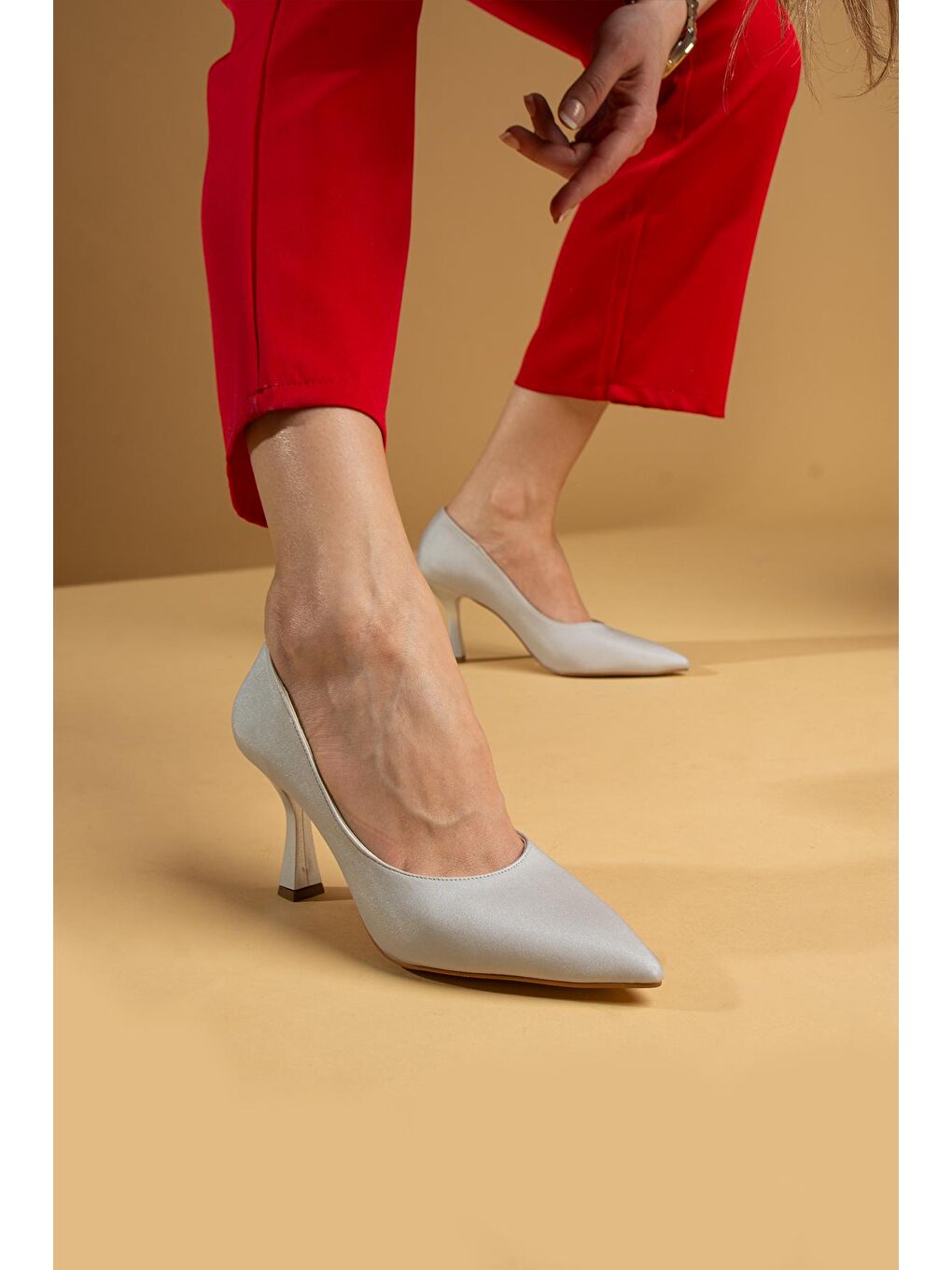 Mavi Kadeh Topuk Klasik Kadın Stiletto 017-1445-21Saten