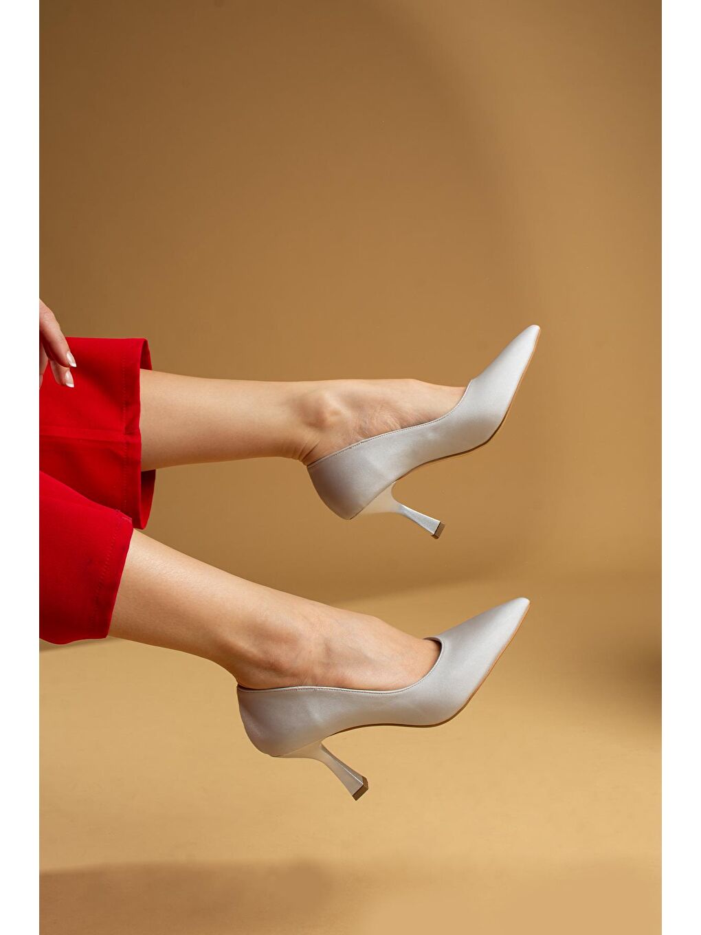 Mavi Kadeh Topuk Klasik Kadın Stiletto 017-1445-21Saten-1