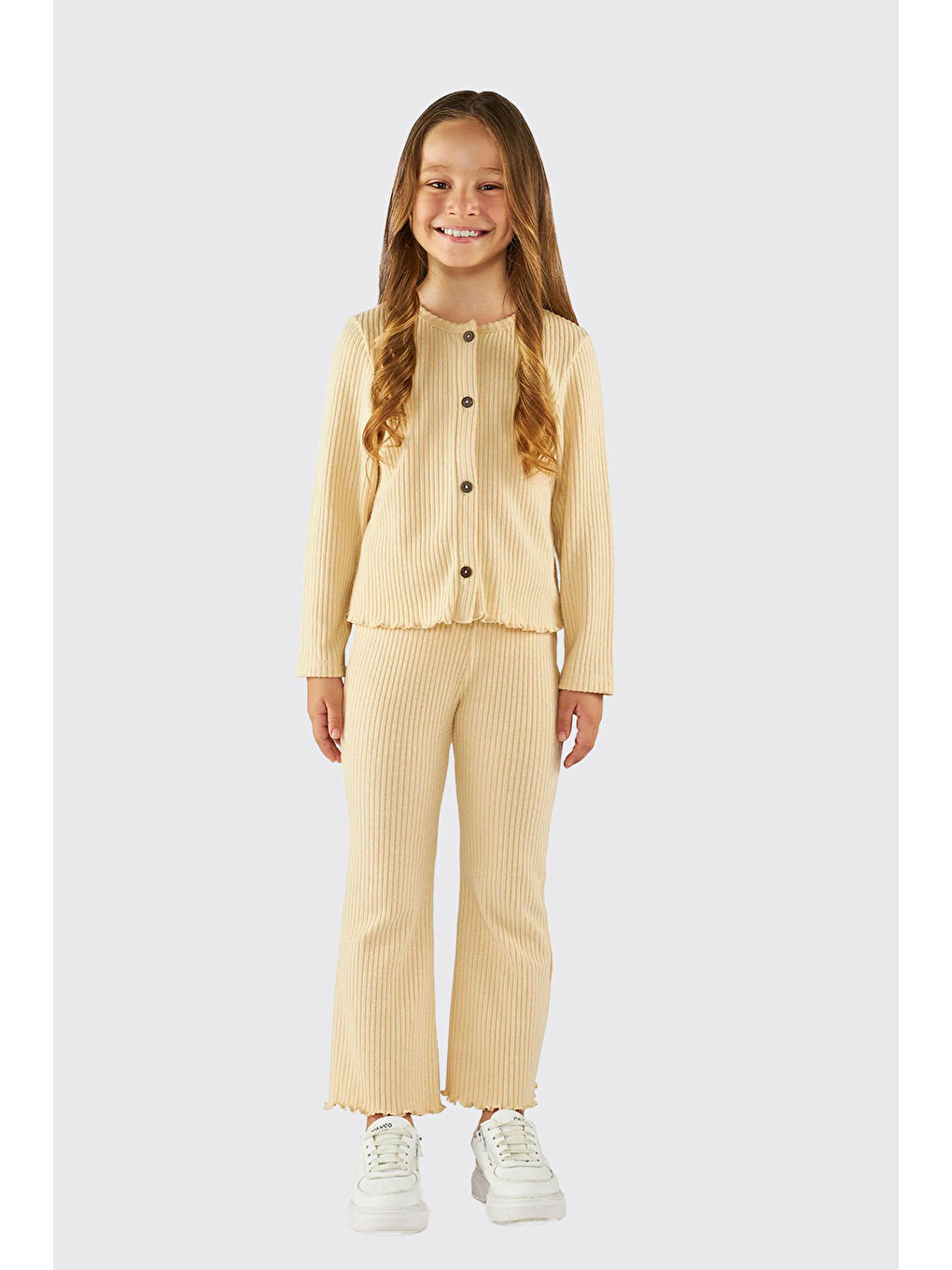 Kız Çocuk Örme Bej 2'li Triko Takım