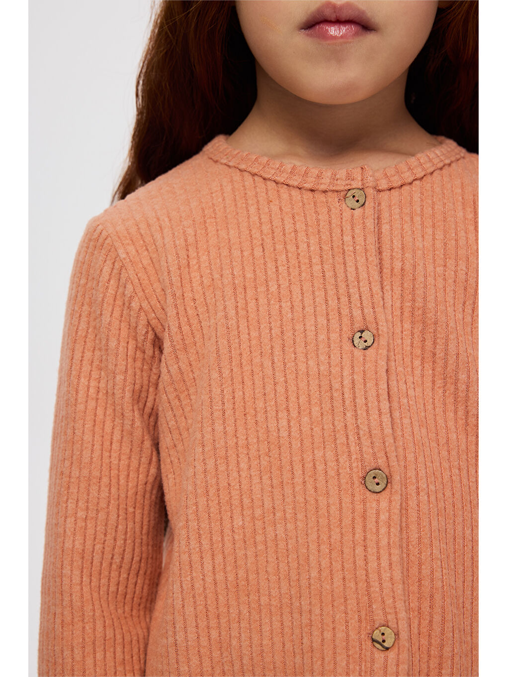 Kahverengi Kız Çocuk Örme Kiremit 2'li Triko Takım-3