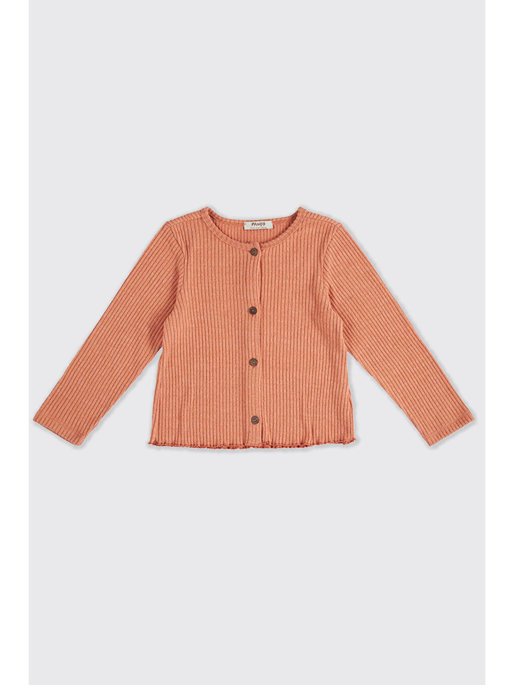 Kahverengi Kız Çocuk Örme Kiremit 2'li Triko Takım-4