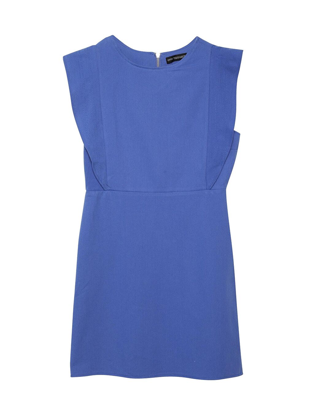 Volanlı Gabardin Elbise Koyu Mavi-1