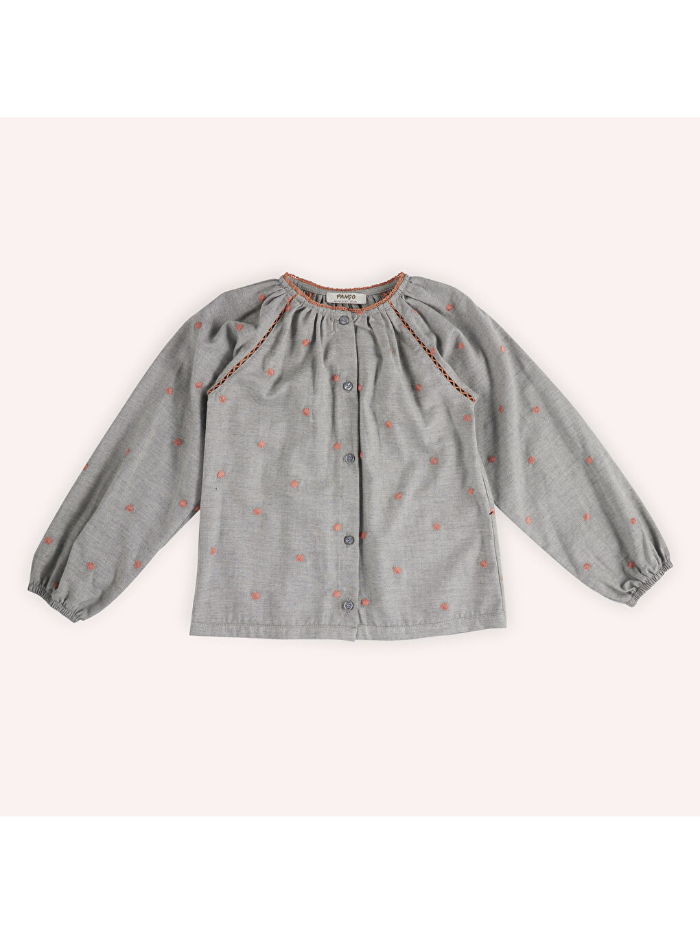 Kız Çocuk Puantiye Desenli Gri Gömlek-1