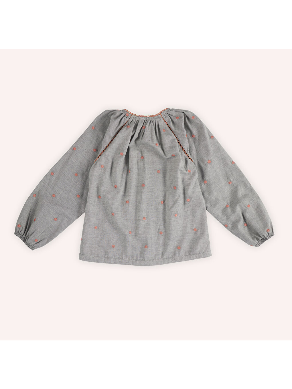 Kız Çocuk Puantiye Desenli Gri Gömlek-2