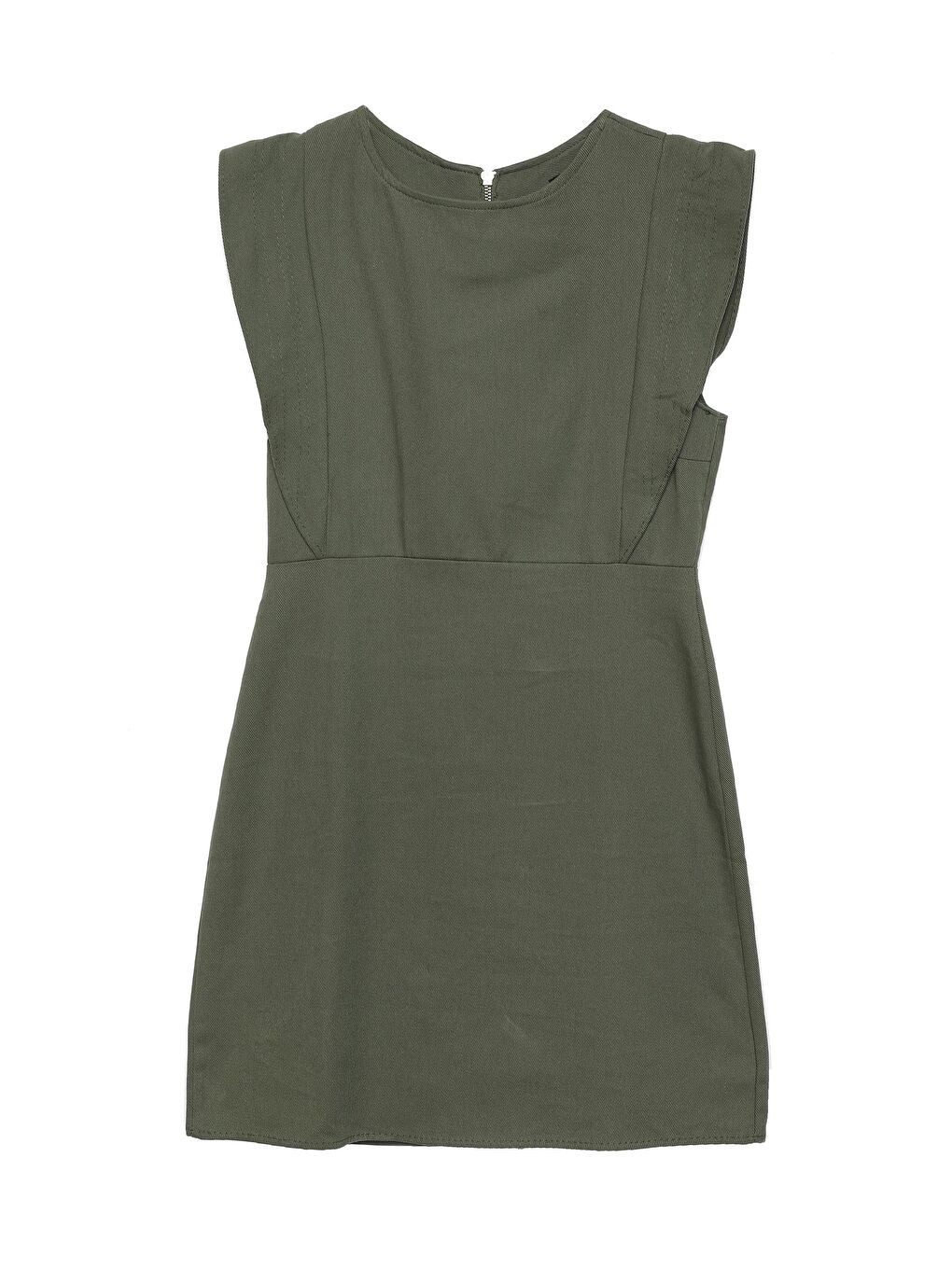 Volanlı Gabardin Elbise Haki-1