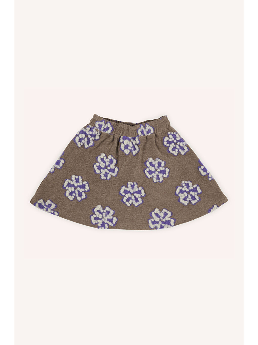 Kahverengi Kız Çocuk Çiçek Desenli Camel Etek-2