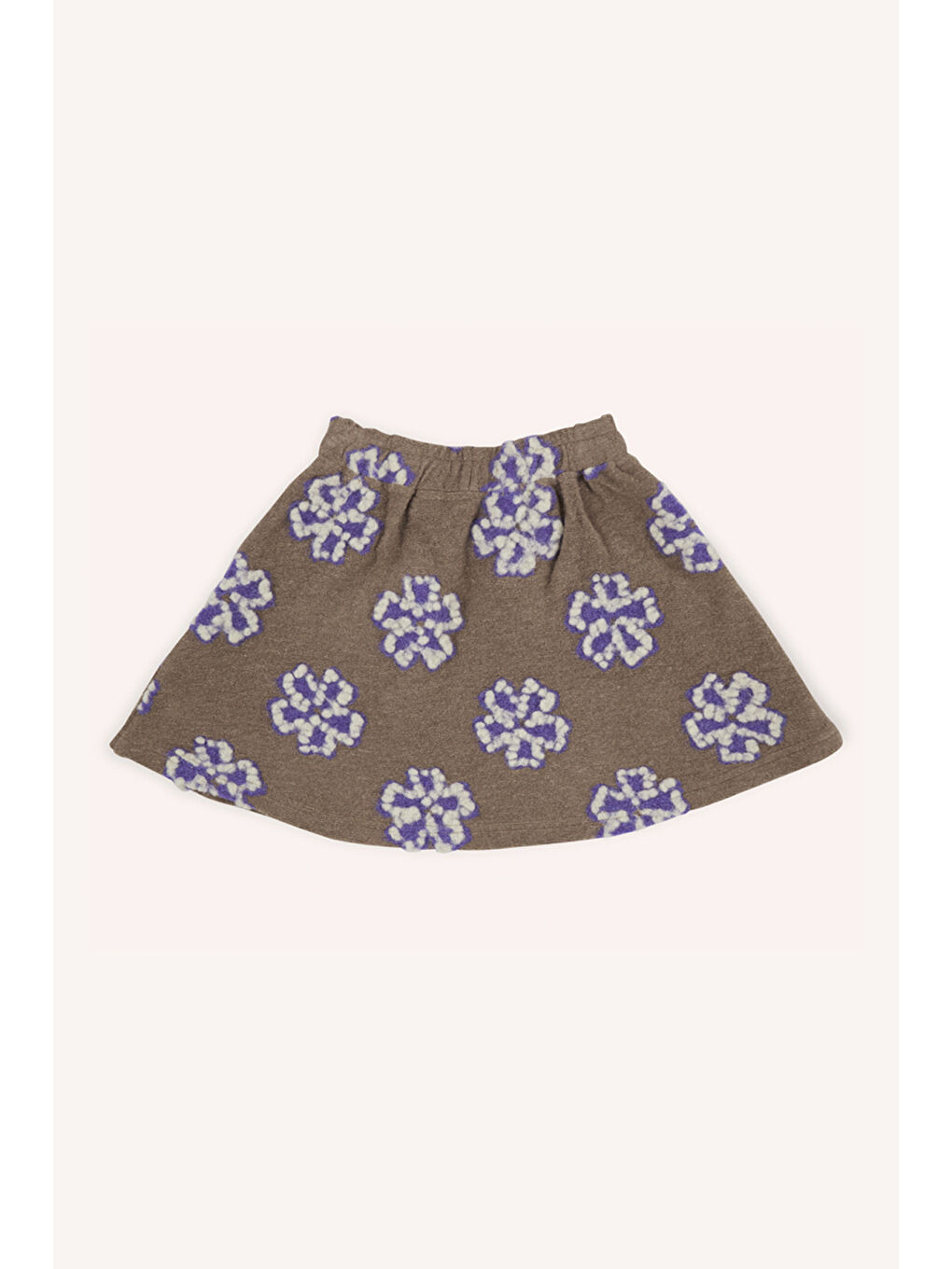 Kahverengi Kız Çocuk Çiçek Desenli Camel Etek-3