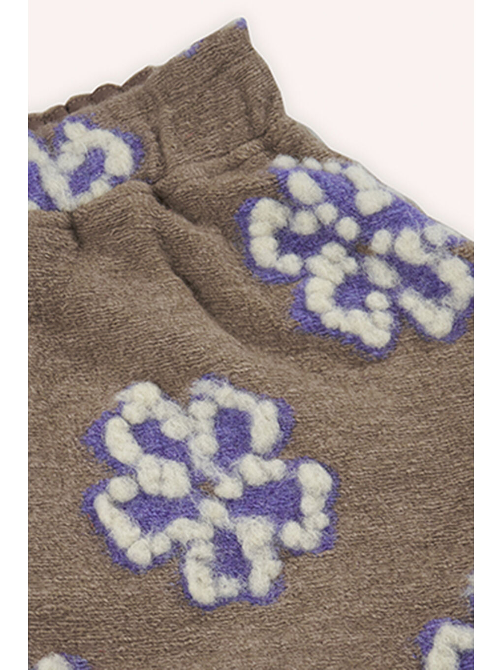 Kahverengi Kız Çocuk Çiçek Desenli Camel Etek-4