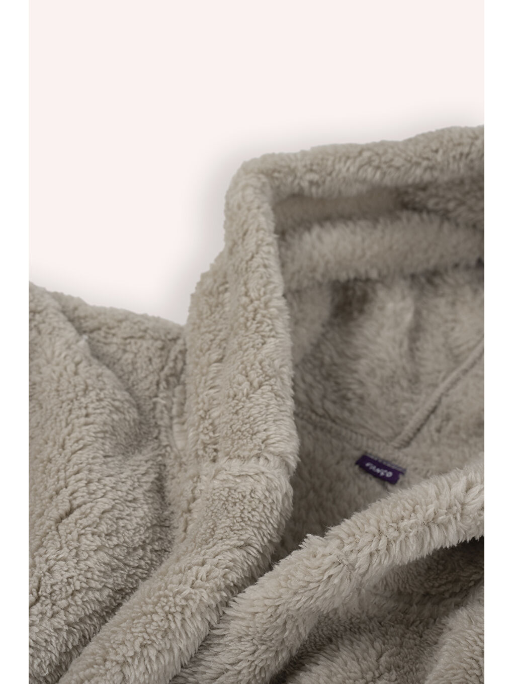 Unisex Pelüş Bej Sabahlık-1