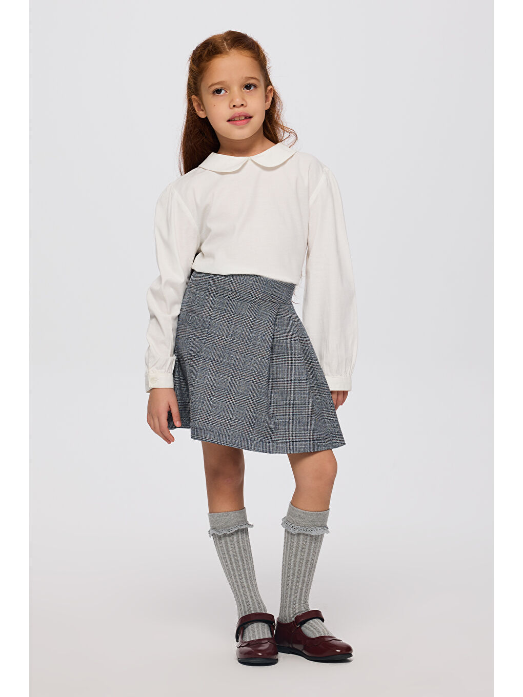 Kız Çocuk Lacivert Ekose Etek