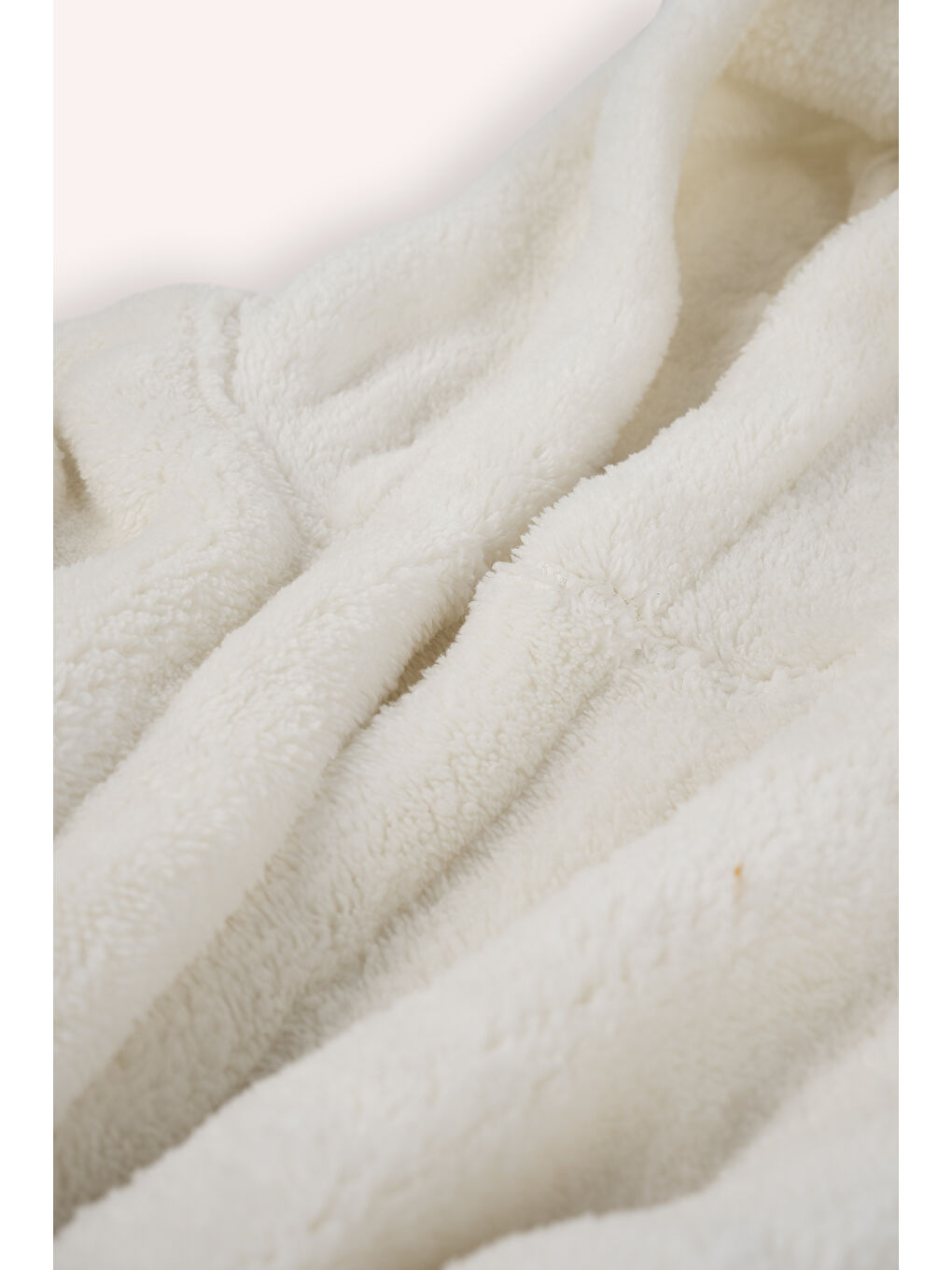 Unisex Pelüş Ekru Sabahlık-1