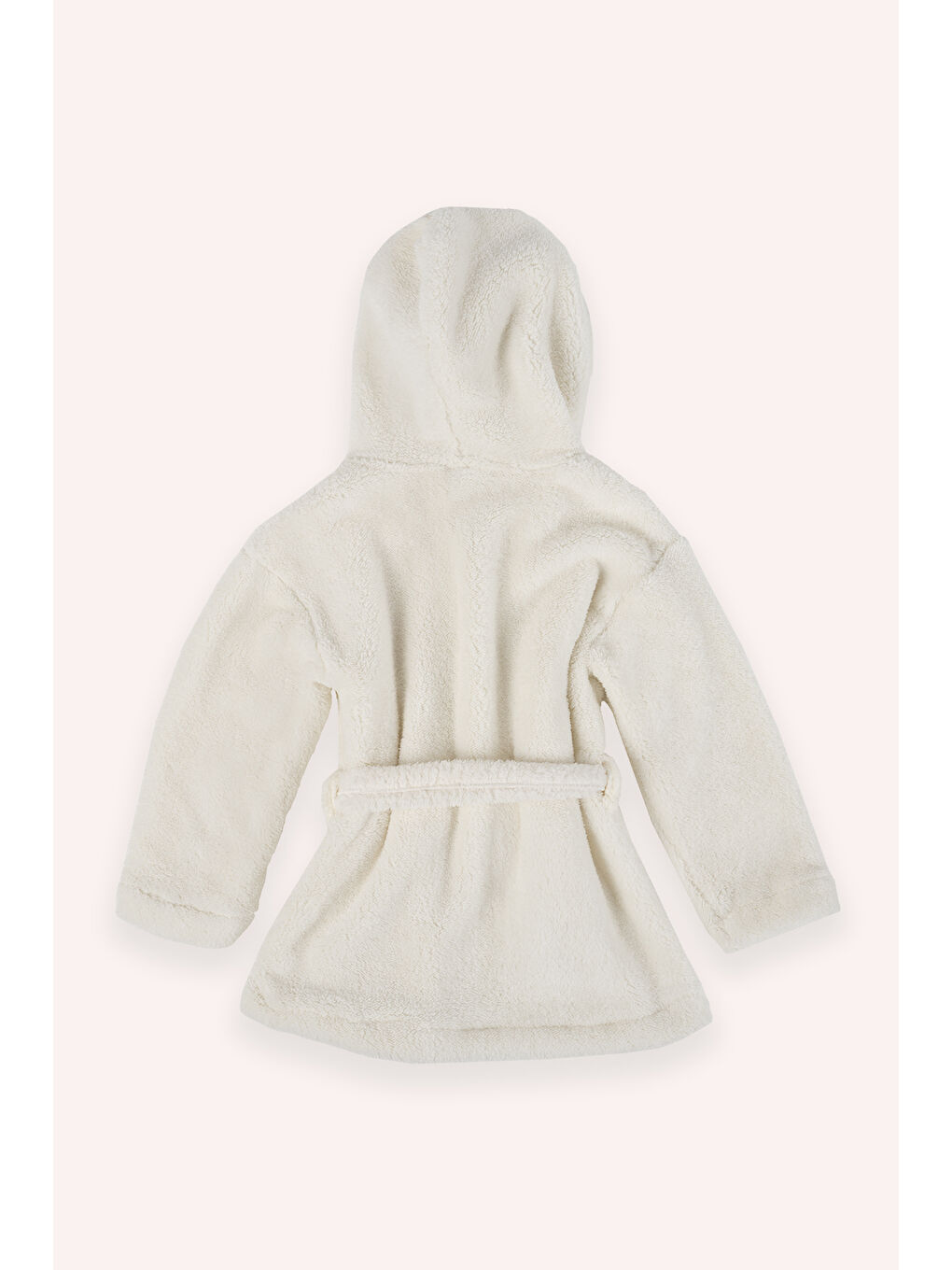 Unisex Pelüş Ekru Sabahlık-2
