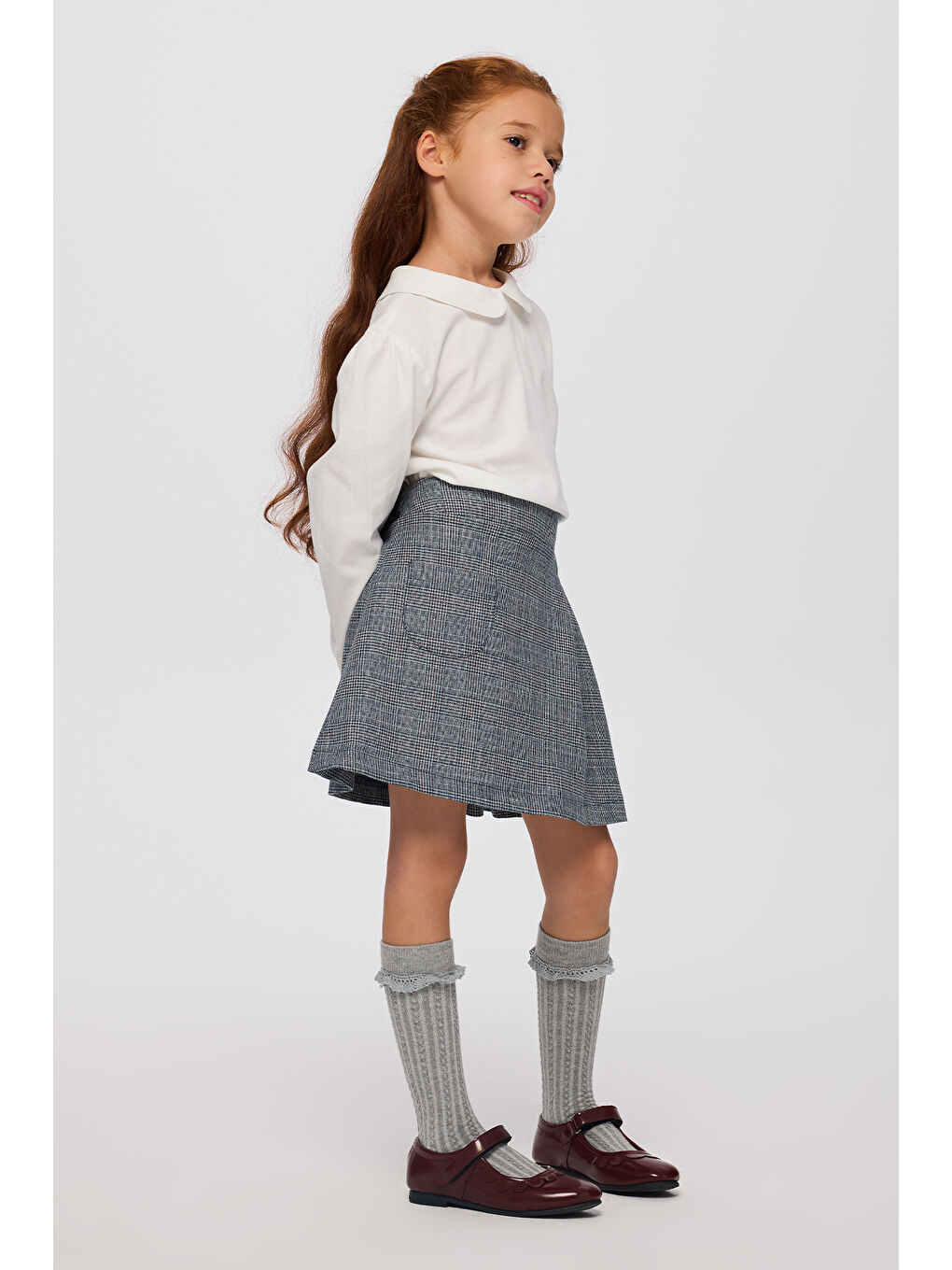 Kız Çocuk Lacivert Ekose Etek-1