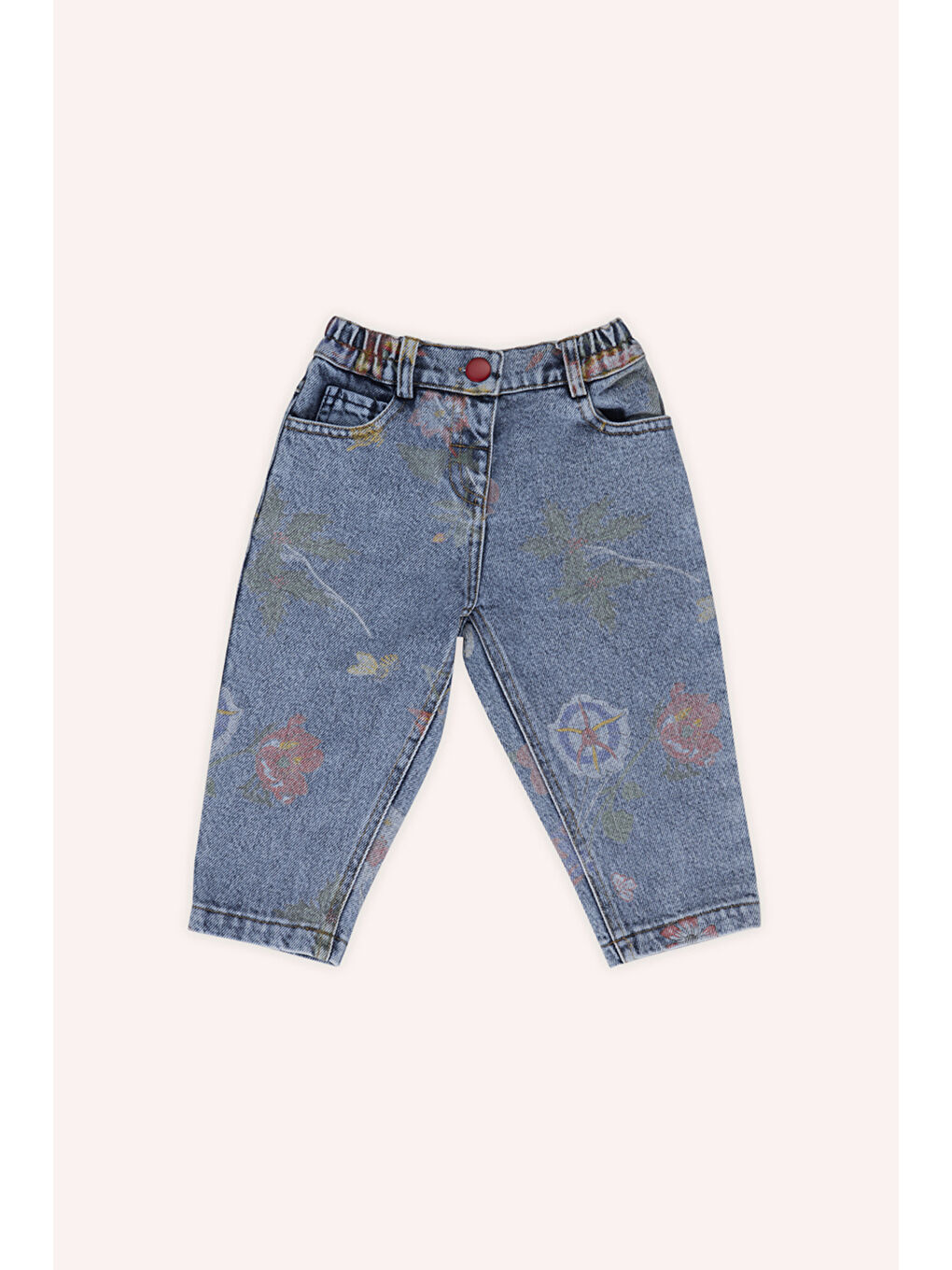 Kız Bebek Desenli Mavi Jean Pantolon