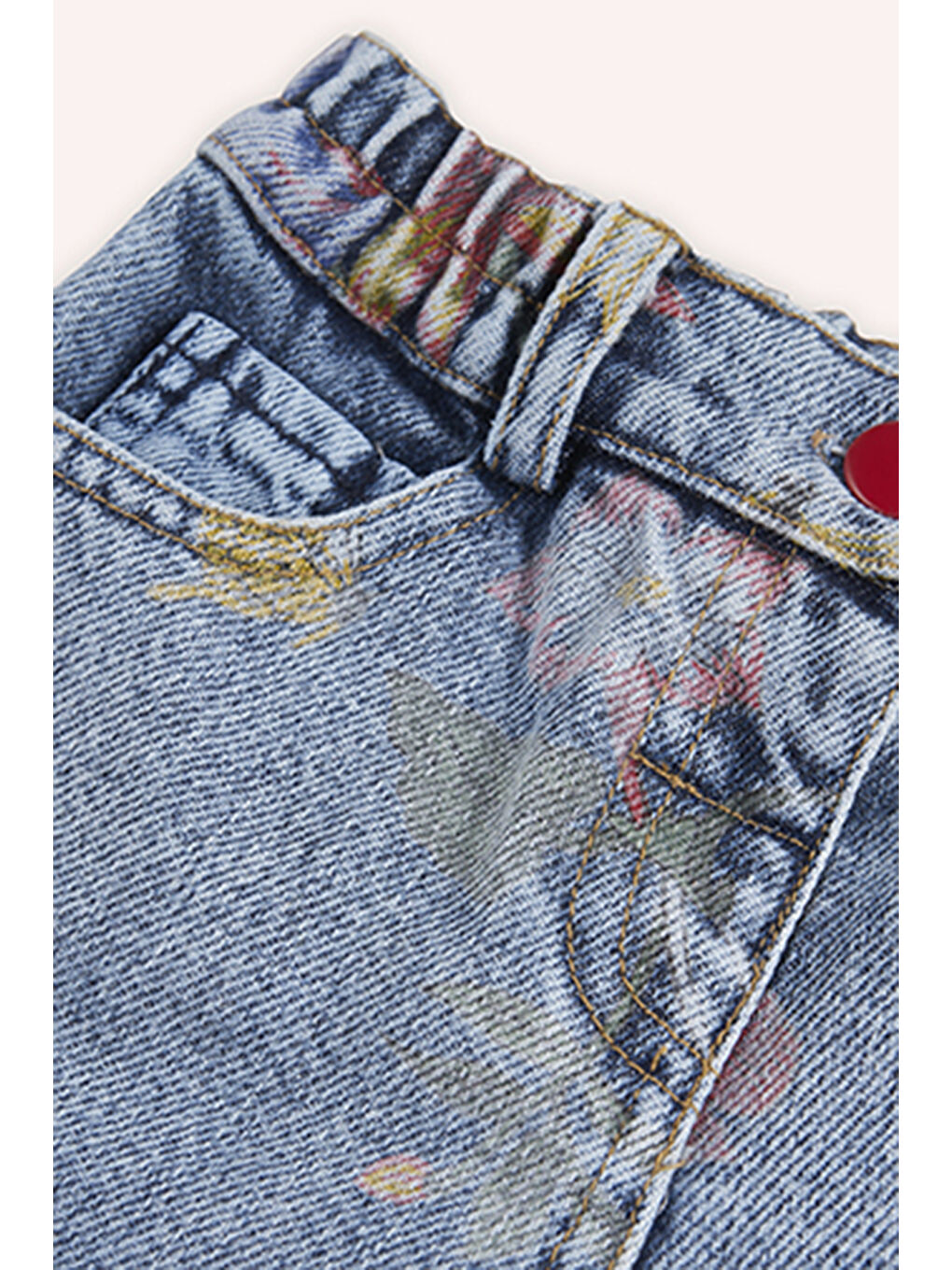 Kız Bebek Desenli Mavi Jean Pantolon-2