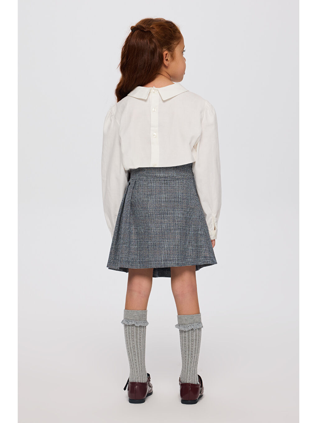 Kız Çocuk Lacivert Ekose Etek-6