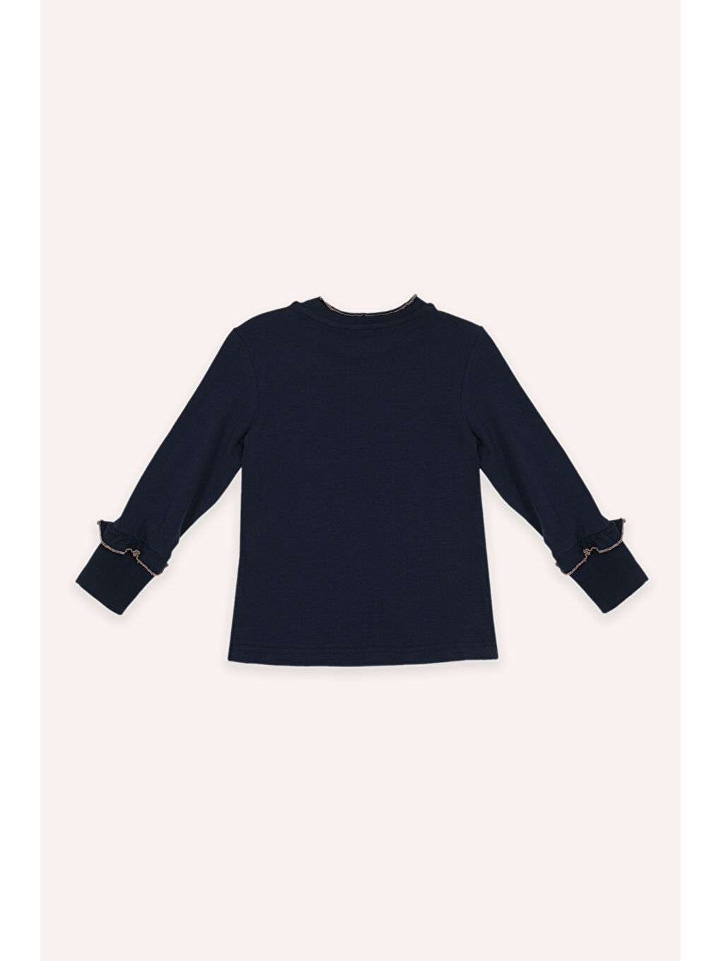 Kız Çocuk Nakışlı Lacivert Tişört-1