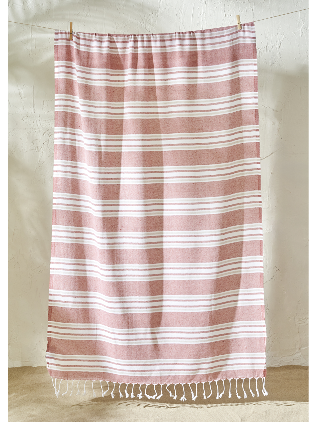 Kahverengi %100 Pamuk Stripe Peştamal Kiremit (90x160 Cm)